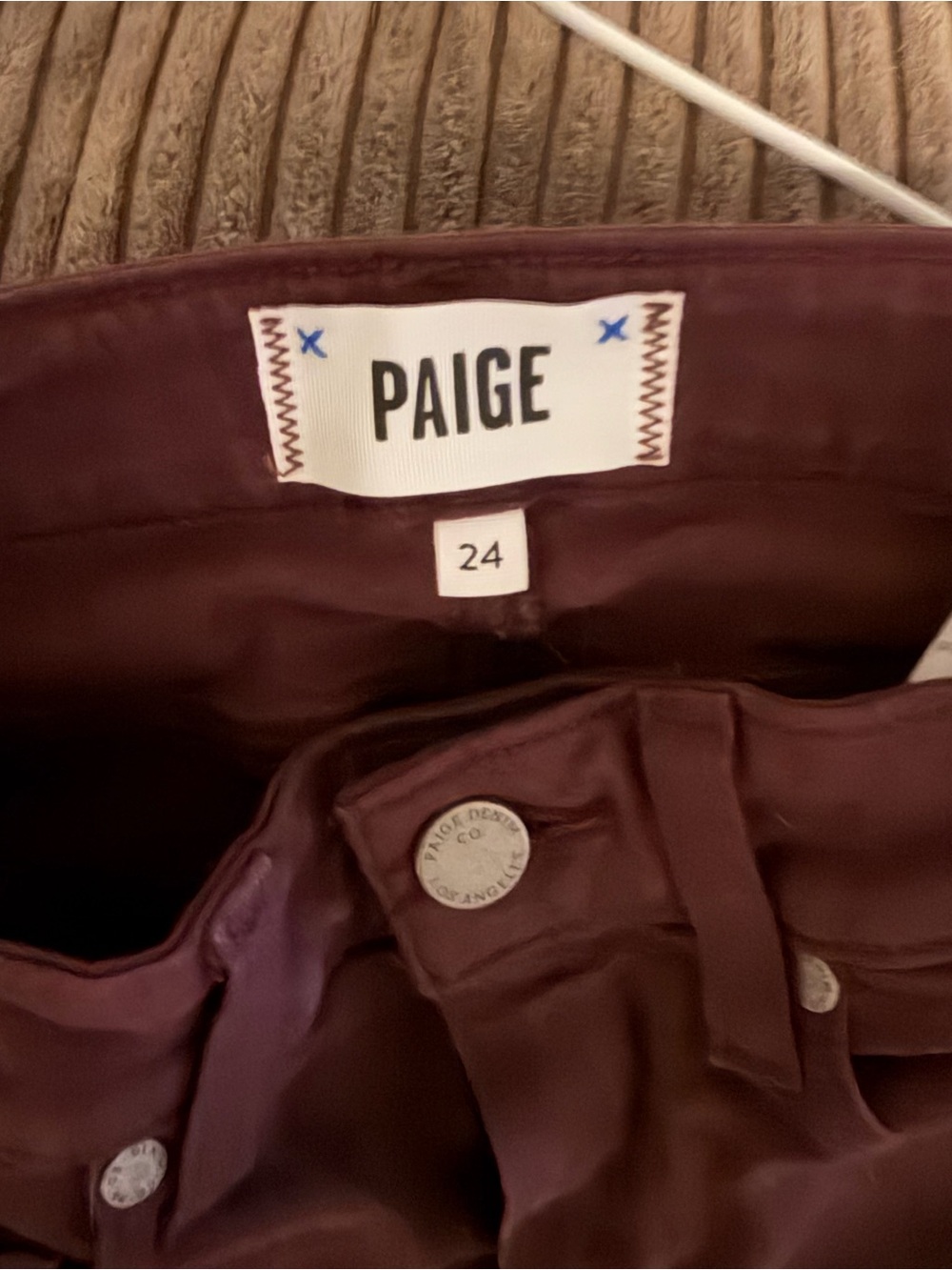 PAIGE Women’s Skinny Jeans – Deep Burgundy